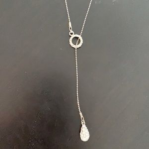 Silver pave lariat necklace